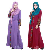 diseño musulmán de la moda del vestido floral en Dubai al por mayor islámico Moda musulmán desgaste de la mujer de manga larga mujer musulmana Dubai Abaya
